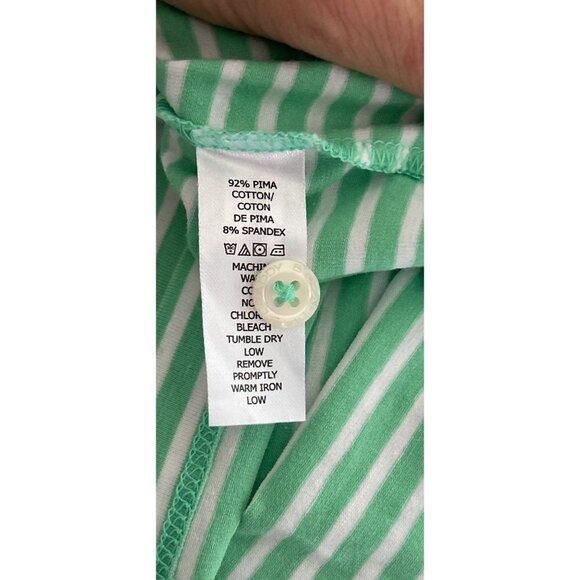 B DRADDY PIMA Cotton POLO Shirt Embroidered Logo Green White Pinstripes - MED - Picture 8 of 8